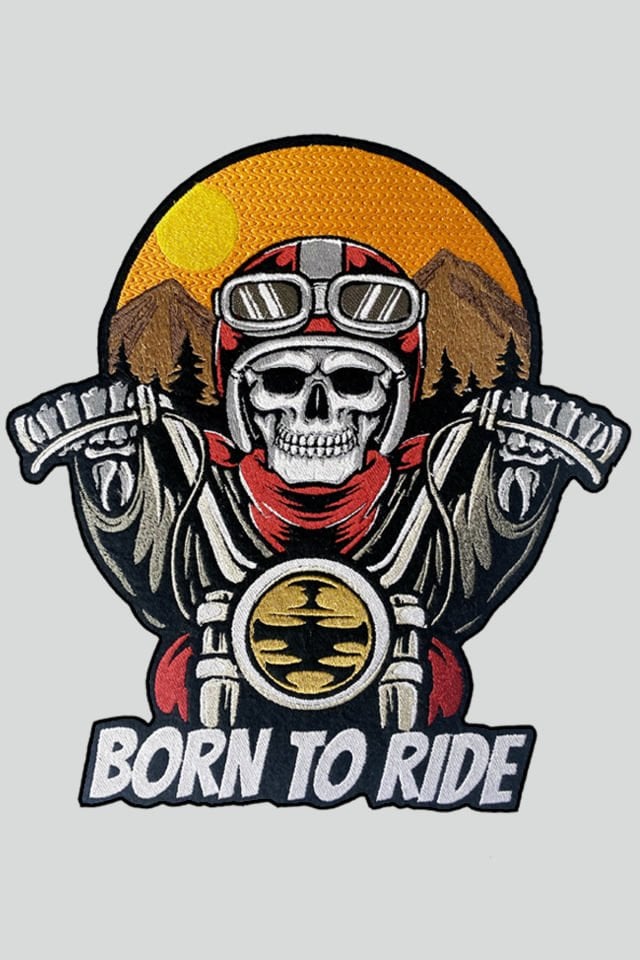 BORN TO RIDE ,(büyük) Nakış, Patch, Yapışkanlı Yama, Ceket Arma, SIRT İÇİN