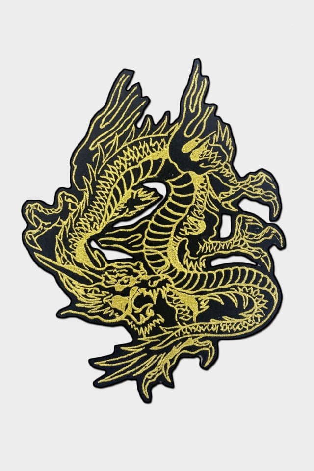 GOLD DRAGON - Yapışkan Nakışlı Arma, Patch, Yama, Aksesuar