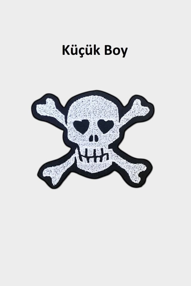 AŞIK KURU KAFA -Küçük Boy (5 x 4,5 cm) Nakışlı yapışkan arma, patch, yama, keçe aksesuar