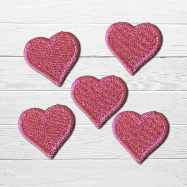 PEMBE KALP SERİSİ 5'li Nakışlı Arma Set / Yama / Patch