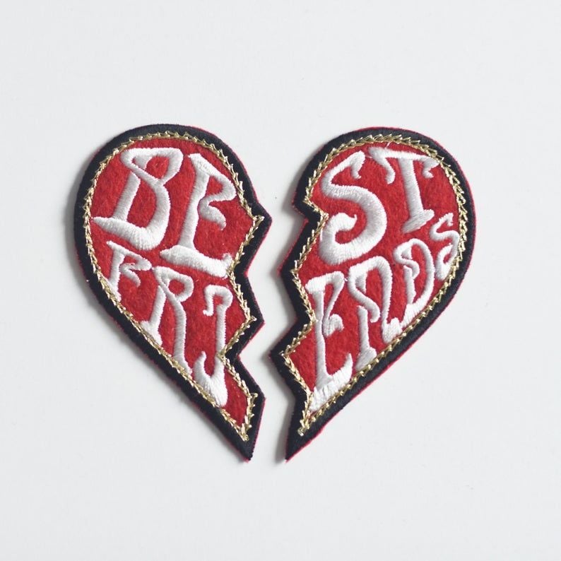 KIRMIZI KALP BestFriends (En yakın arkadaşlar) Nakışlı Yapışkan Arma / Patch / Yama
