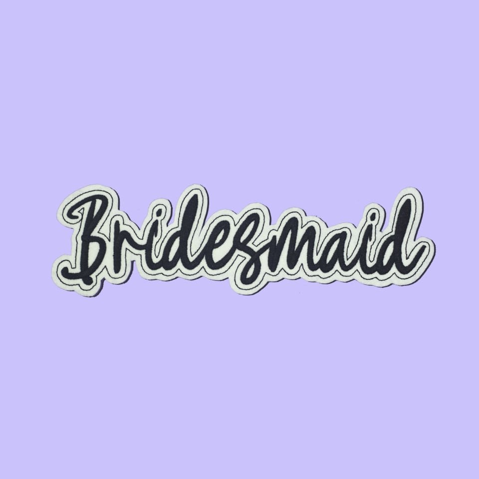 BEYAZ KEÇE (5'li set) Bridesmaid (Nedime) Nakışlı Yapışkan Arma / Patch / Yama