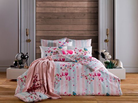 Poly Cotton Love Flover Nevresim Takımı