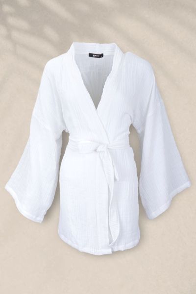 Tropical White Kimono Ceket