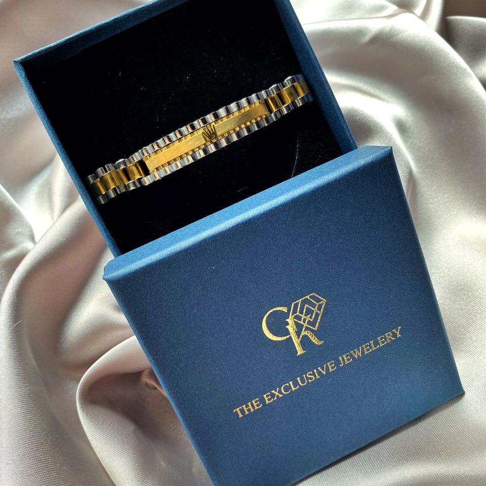 Unisex Model Rolex Gold Bileklik