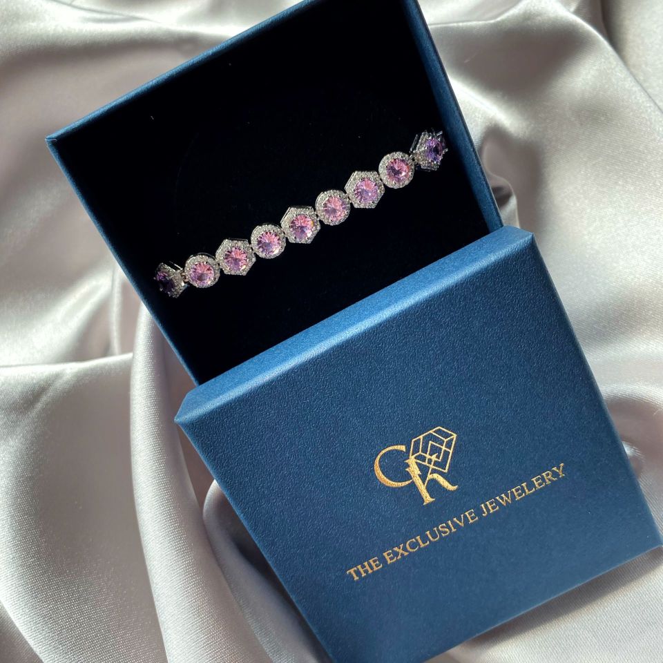 Pembe Zirkon Taş Özel Bileklik