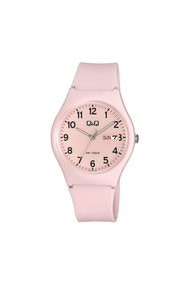 Q&Q Unisex Takvimli Bayan-erkek Kol Saati 100 Metre Su Geçirmez Pembe Açık A212j005y