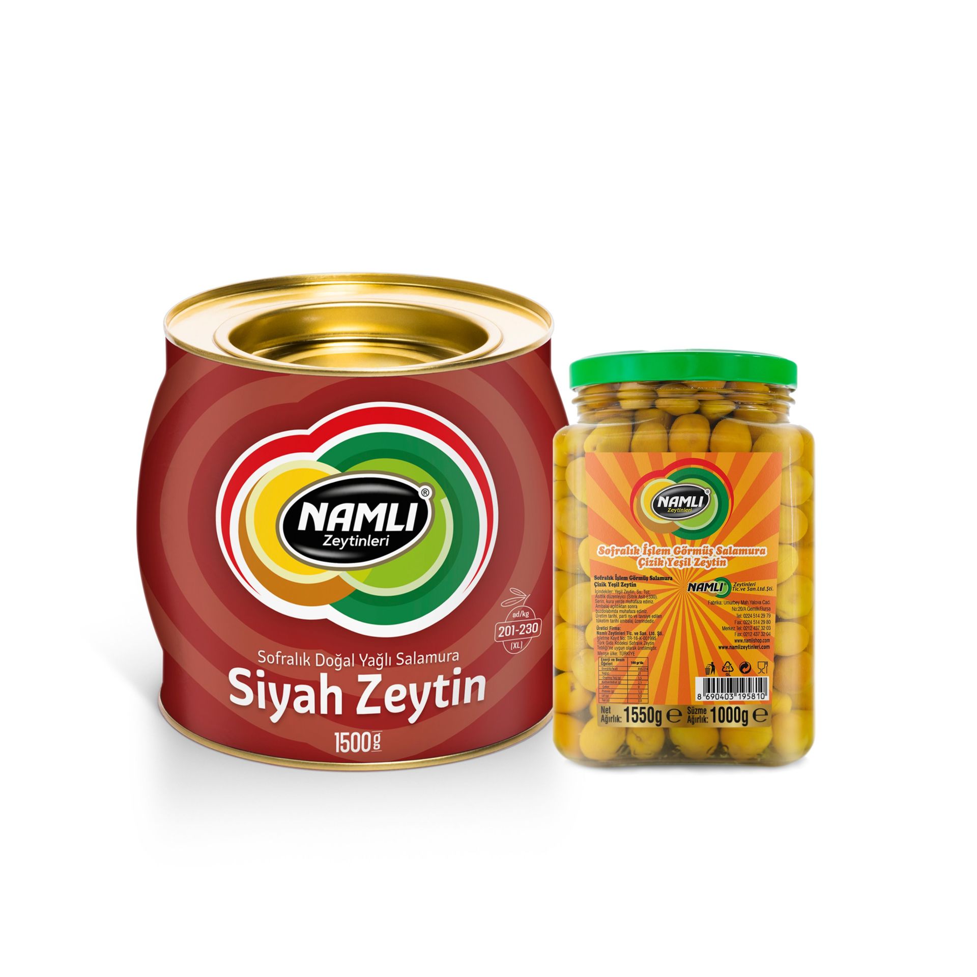 Kırmızı Fıçı Salamura Siyah Zeytin +Edremit Çizik Yeşil Zeytin