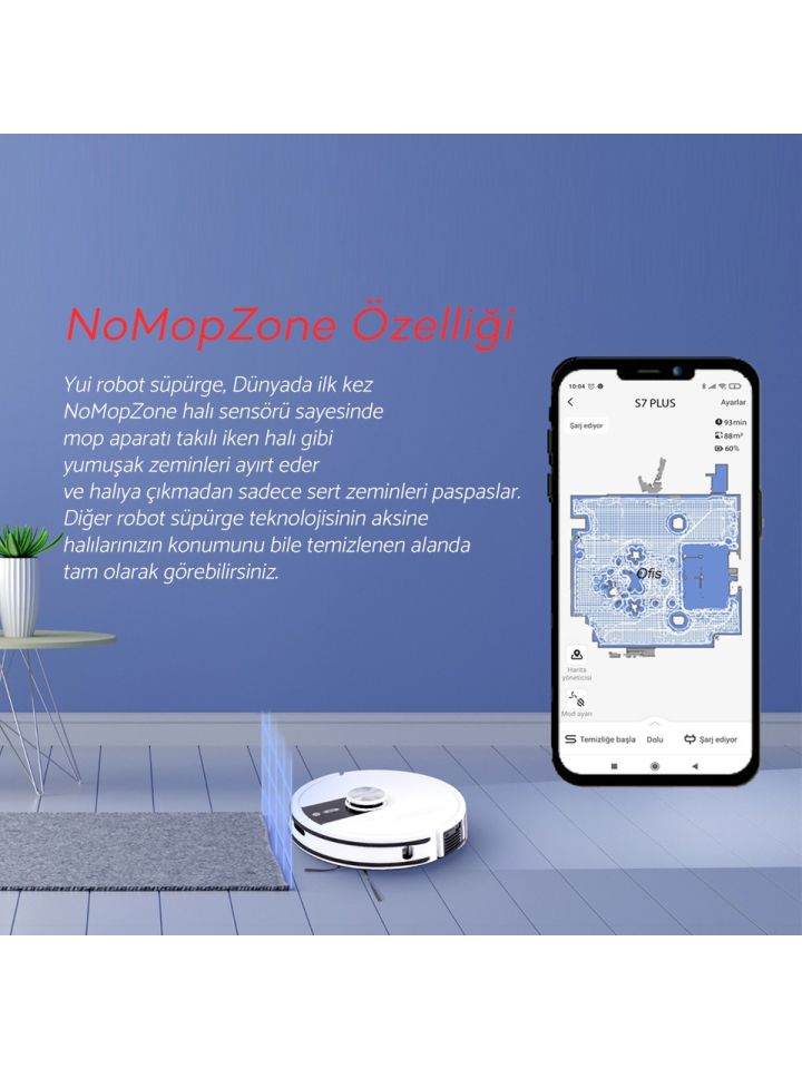 Yui S7 Plus Akıllı Çöp İstasyonlu Robot Vacuum & Mop Süpürge Siyah (YUI TÜRKİYE GARANTİLİ)