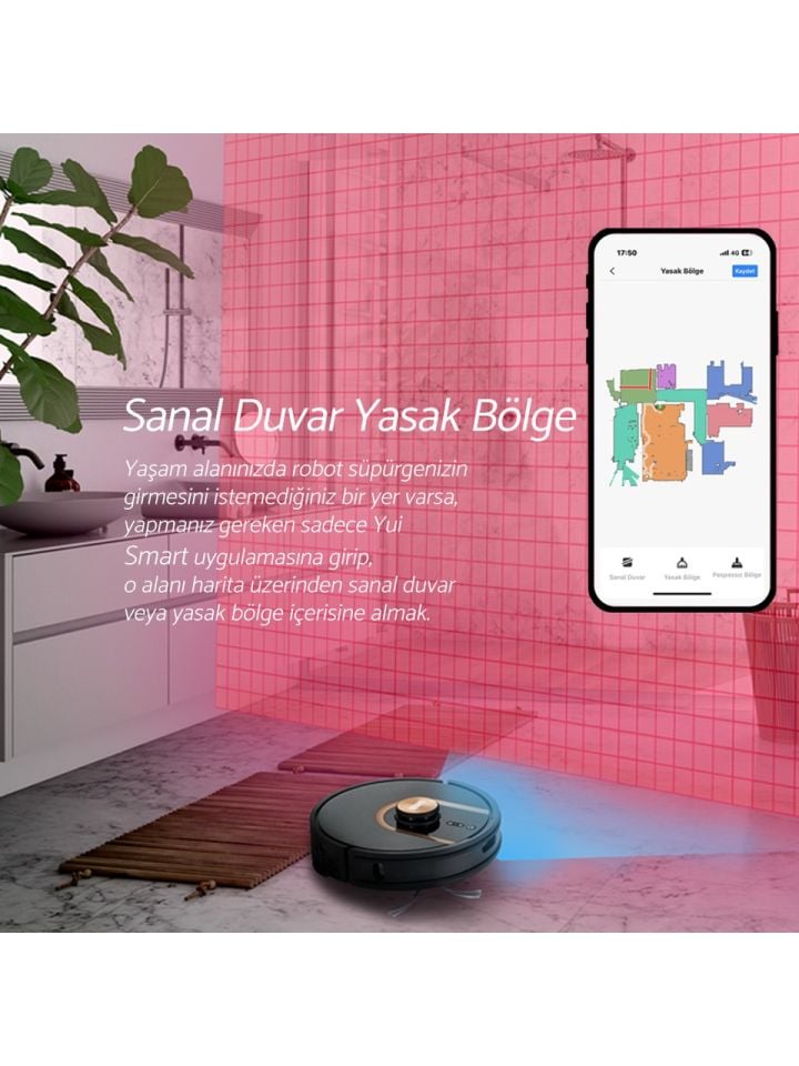 Yui S7 Plus Akıllı Çöp İstasyonlu Robot Vacuum & Mop Süpürge Siyah (YUI TÜRKİYE GARANTİLİ)