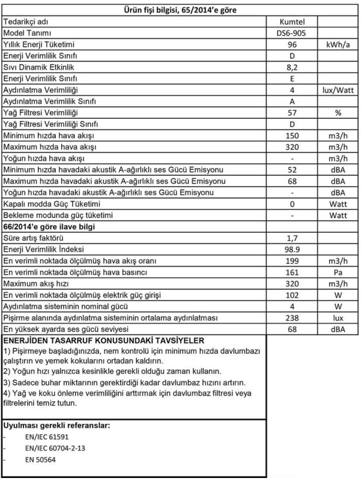 Kumtel DS6-905 W Beyaz Sürgülü Aspiratör