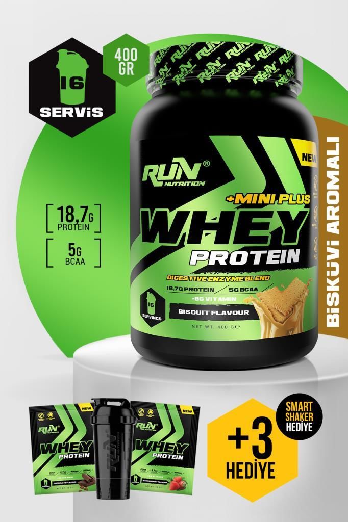 Whey Protein Mini Plus Bisküvi Aromalı - 400g - 16 Servis - Hediyeli