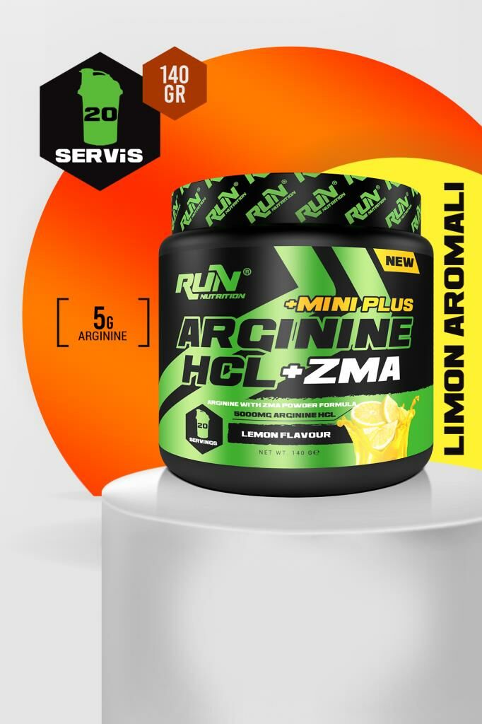 Run Nutrition Arginine HCL + ZMA Mini Plus - 140g - 20 Servis - Limon Aromalı