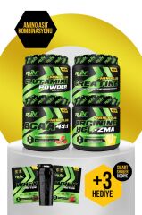 Amino Asit Mix Paket - Mini Plus Creatine, Glutamine, Bcaa Karpuz, Arginine HCL Limon - Hediyeli