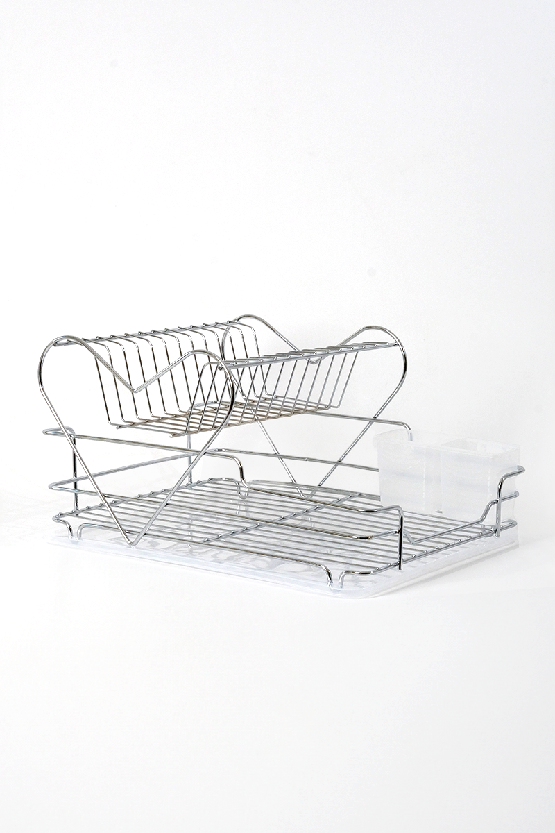 Dish Rack Dish Basket 2 Tier Plate Rack Large Heart Model Chrome
