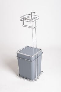 Toilet Paper Holder with Trash Can and Dustbin Gray