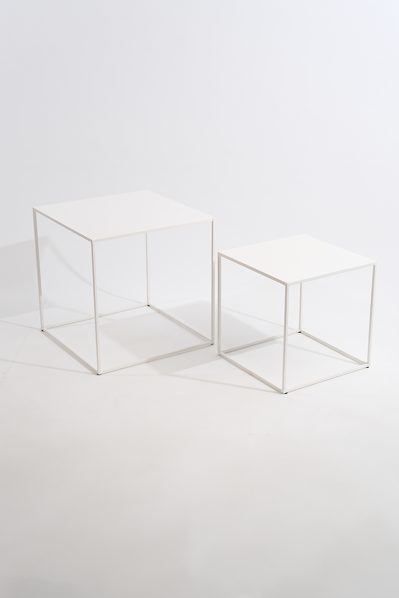 Metal 2-Piece Coffee Table White