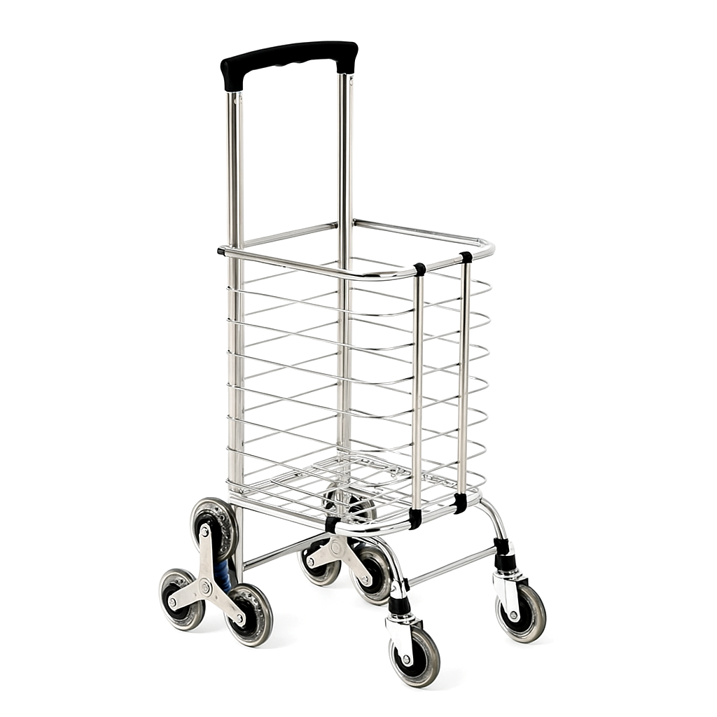 Taşınabilir Katlanabilir Alışveriş Pazar Arabası Altı Tekerlekli Metalik 30 Kg