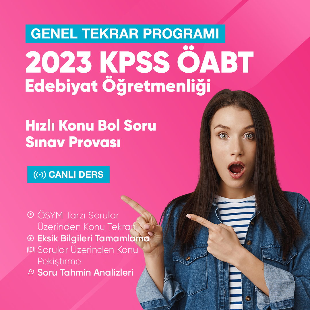 2023 KPSS ÖABT Türk Dili ve Edebiyatı Öğretmenliği Genel Tekrar Hızlı Konu Bol Soru Sınav Provası