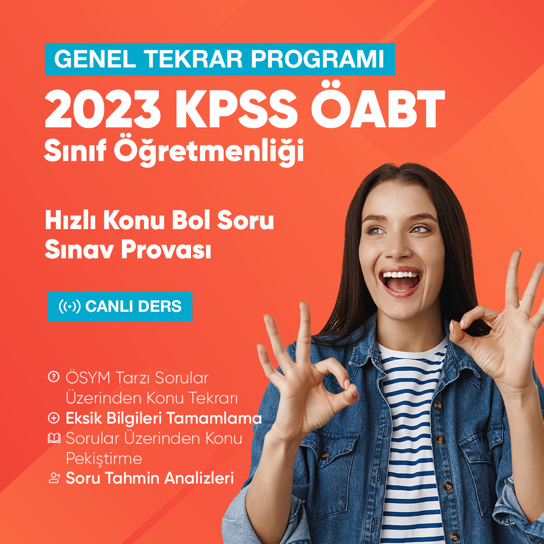 2023 KPSS ÖABT Sınıf Öğretmenliği Genel Tekrar Hızlı Konu Bol Soru Sınav Provası