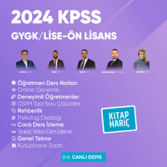 2024 Lise - Ön Lisans KPSS Genel Yetenek Genel Kültür Canlı Ders - Kitap Hariç