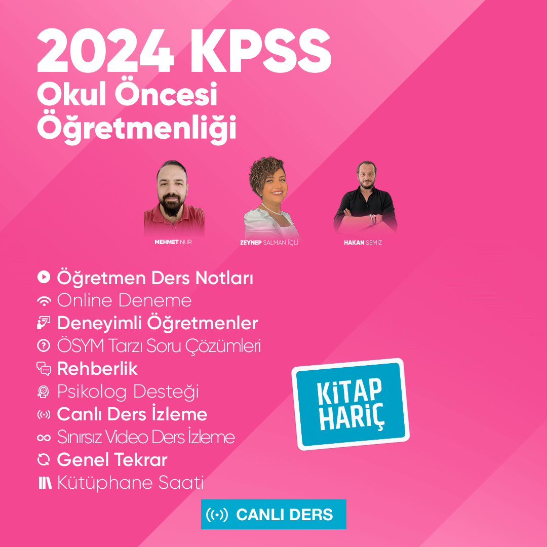 2024 ÖABT Okul Öncesi Öğretmenliği Canlı Ders - Kitap Hariç