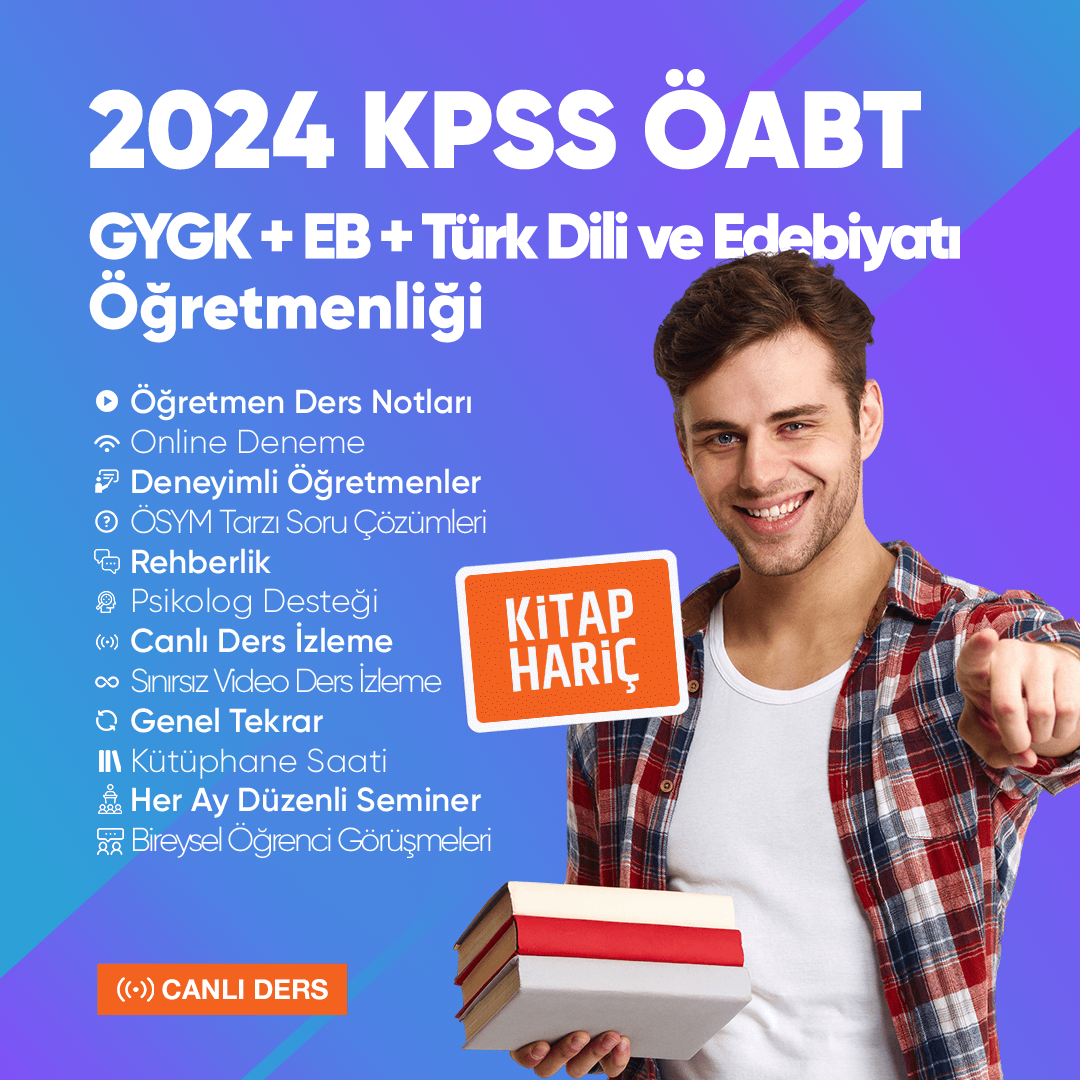 2024 KPSS ÖABT GYGK + EB + Türk Dili ve Edebiyatı Öğretmenliği Canlı Ders - Kitap Hariç