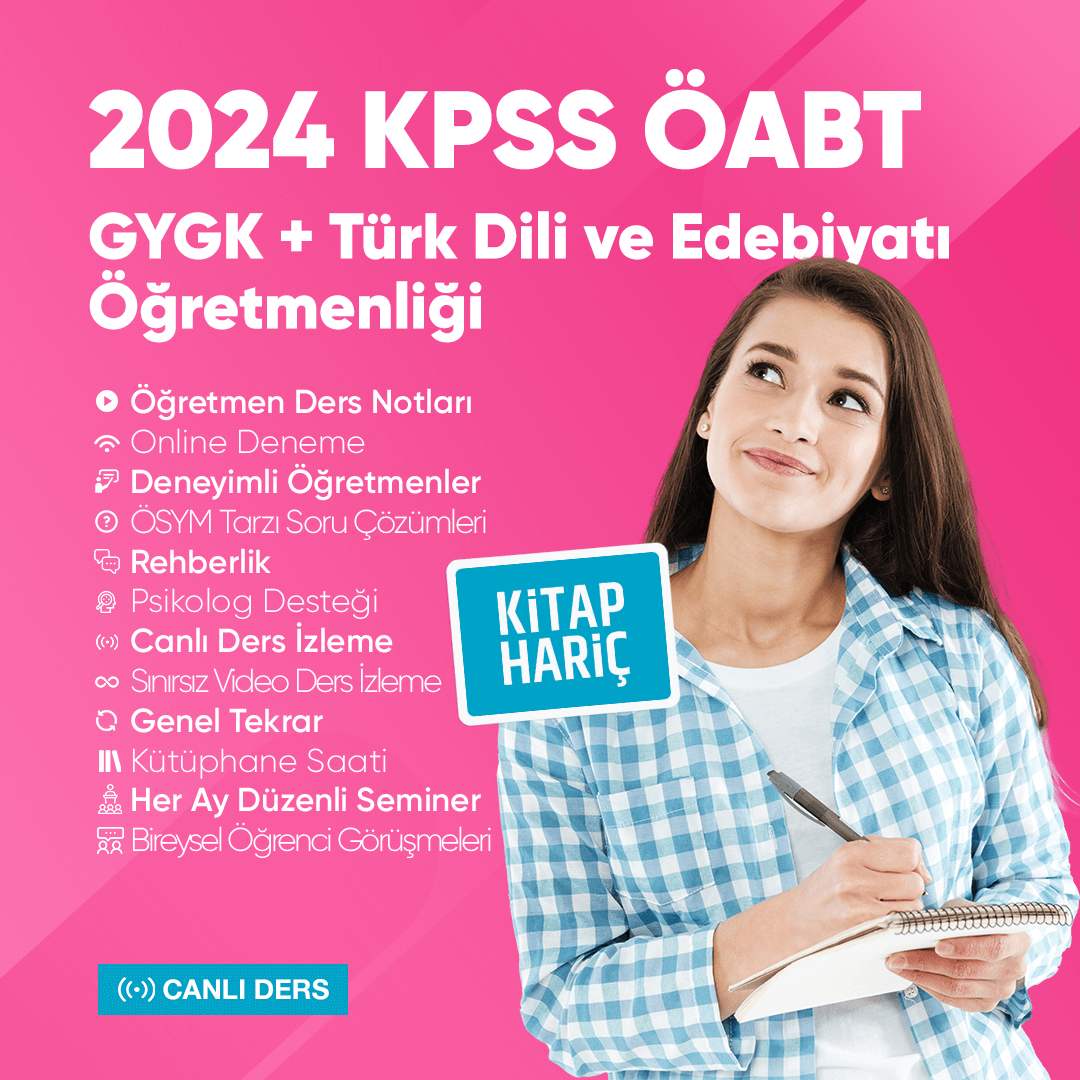 2024 KPSS ÖABT GYGK + Türk Dili ve Edebiyatı Öğretmenliği Canlı Ders - Kitap Hariç