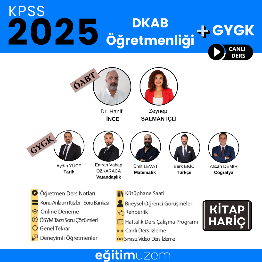 2025 KPSS GYGK +  Din Kültürü ve Ahlak Bilgisi Öğretmenliği Canlı Ders - KİTAP HARİÇ