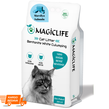 Magiclife 20 Lt Ince Tane Sabun Kokulu Beyaz Bentonit Kedi Kumu