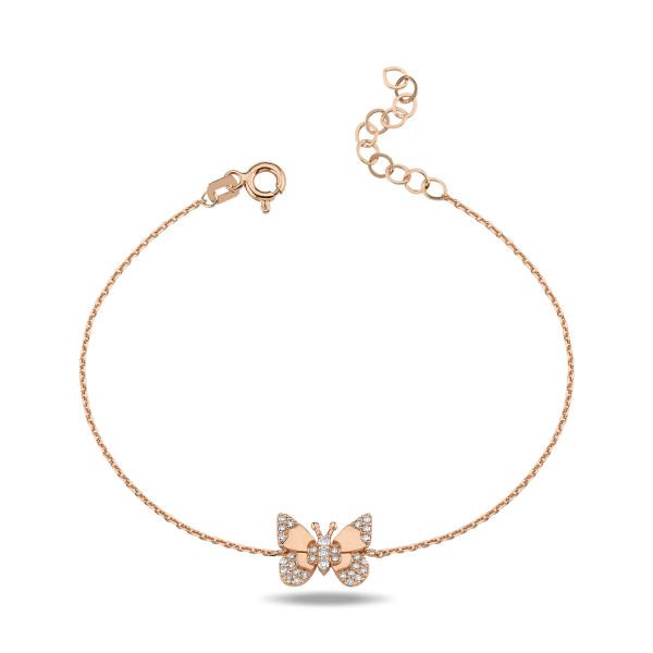 14K BUTTERFLY DIAMOND STONES BRACELET