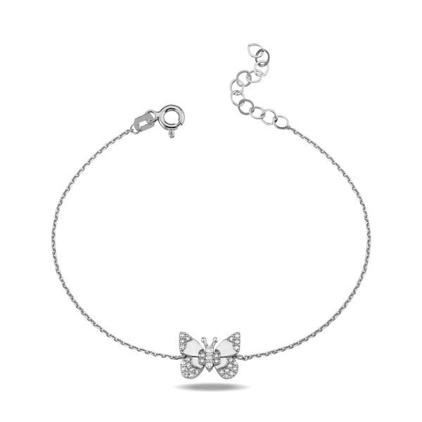 14K BUTTERFLY DIAMOND STONES BRACELET
