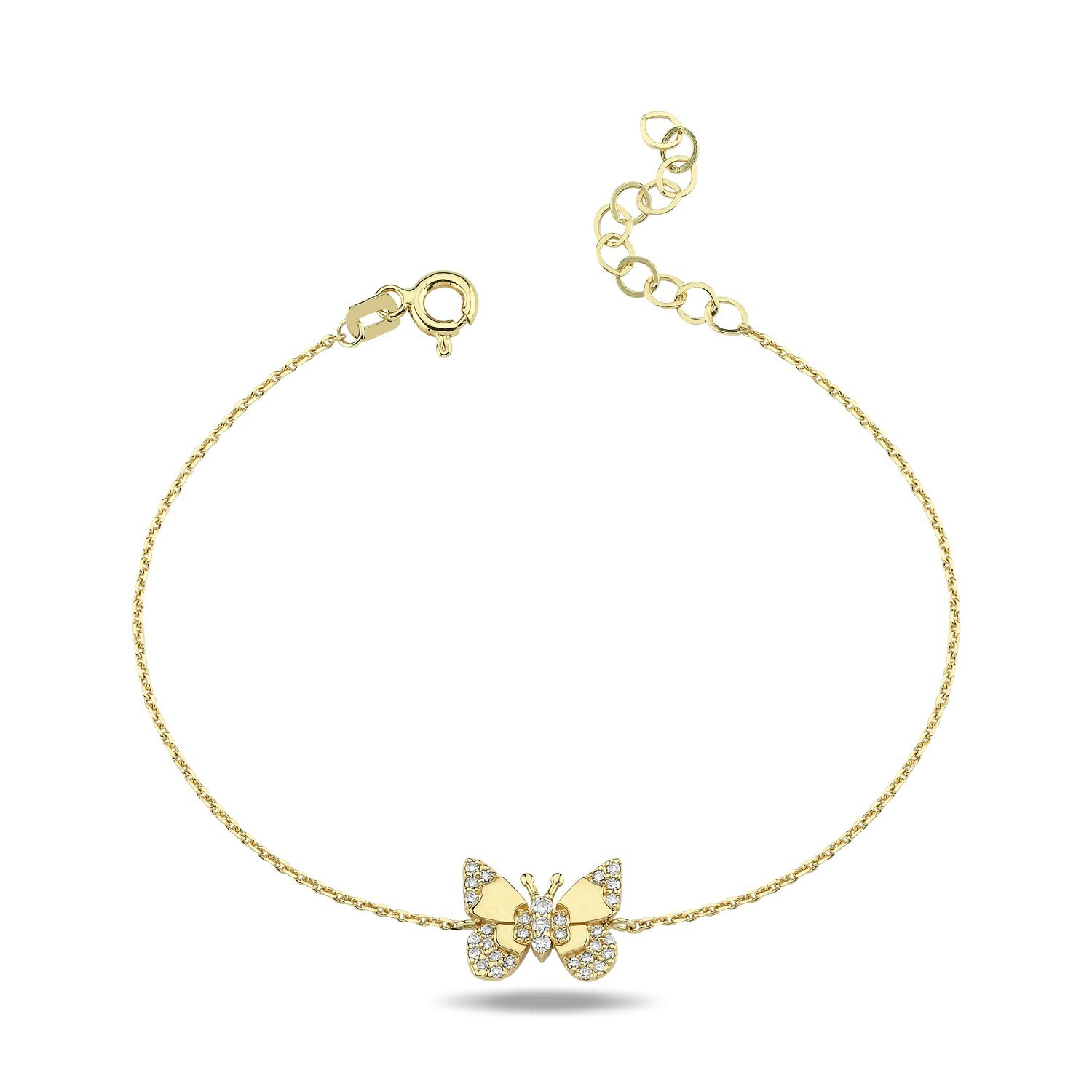 14K BUTTERFLY DIAMOND STONES BRACELET
