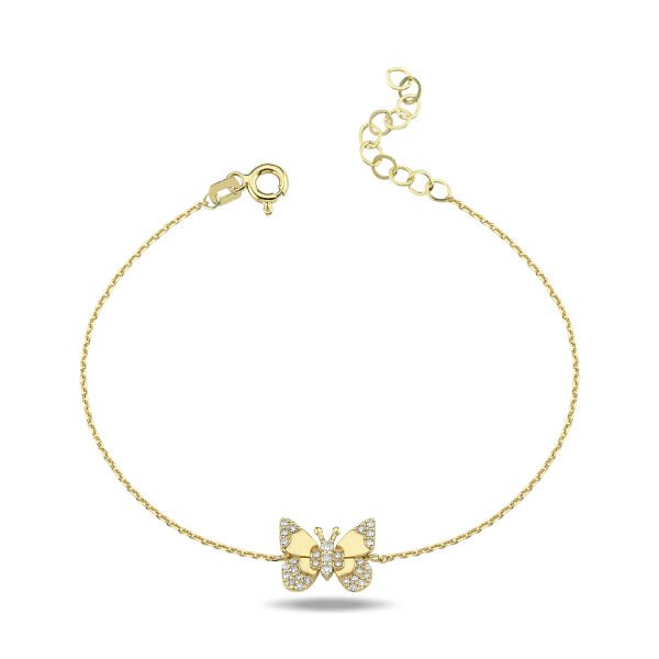 14K BUTTERFLY DIAMOND STONES BRACELET