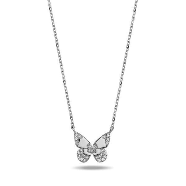 14K BUTTERFLY DIAMOND STONES NECKLACE 2