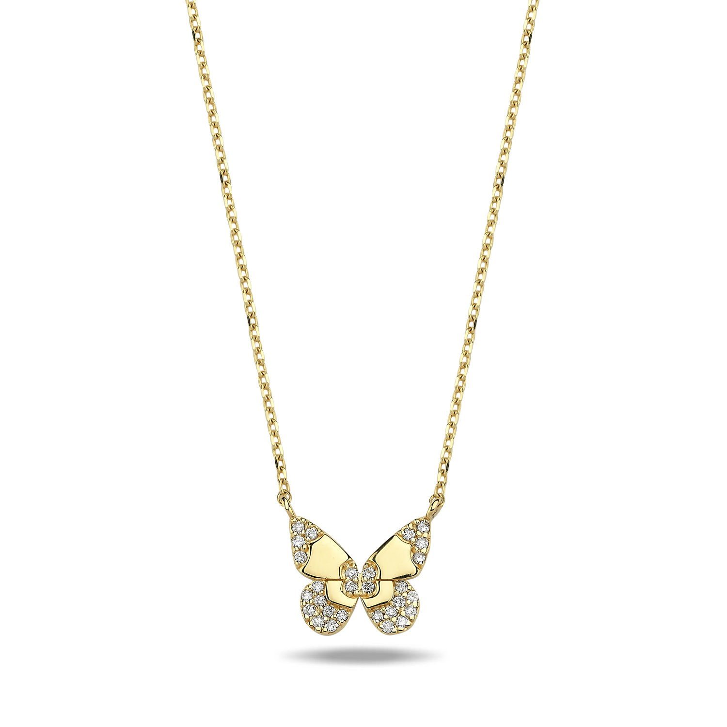 14K BUTTERFLY DIAMOND STONES NECKLACE 2