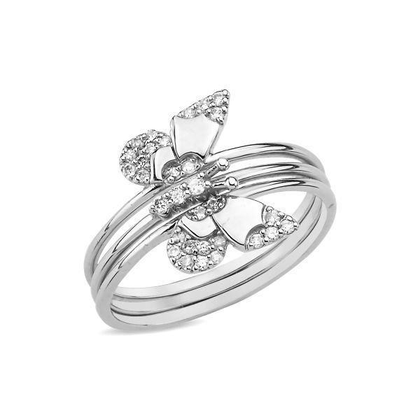 14K BUTTERFLY DIAMOND STONES 3 IN 1 RINGS