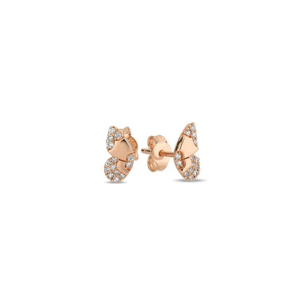 14K ﻿BUTTERFLY DIAMOND STONES STUD EARRINGS