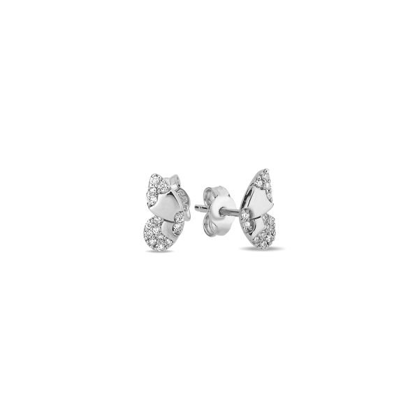 14K ﻿BUTTERFLY DIAMOND STONES STUD EARRINGS