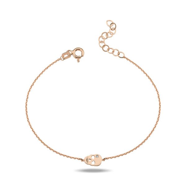 14K MINI SKULL DIAMOND STONE BRACELET