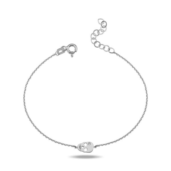 14K MINI SKULL DIAMOND STONE BRACELET