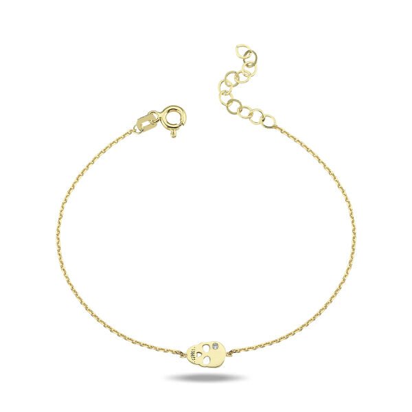 14K MINI SKULL DIAMOND STONE BRACELET
