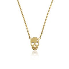 14K MINI SKULL DIAMOND STONE NECKLACE