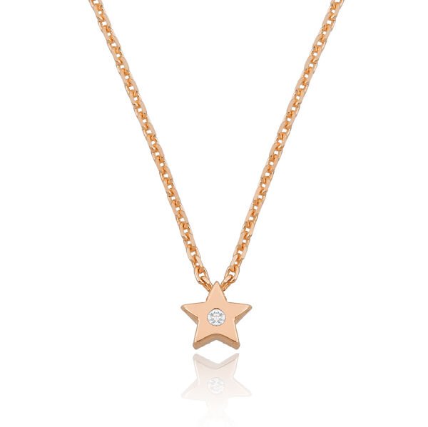14K MINI STAR DIAMOND STONE NECKLACE