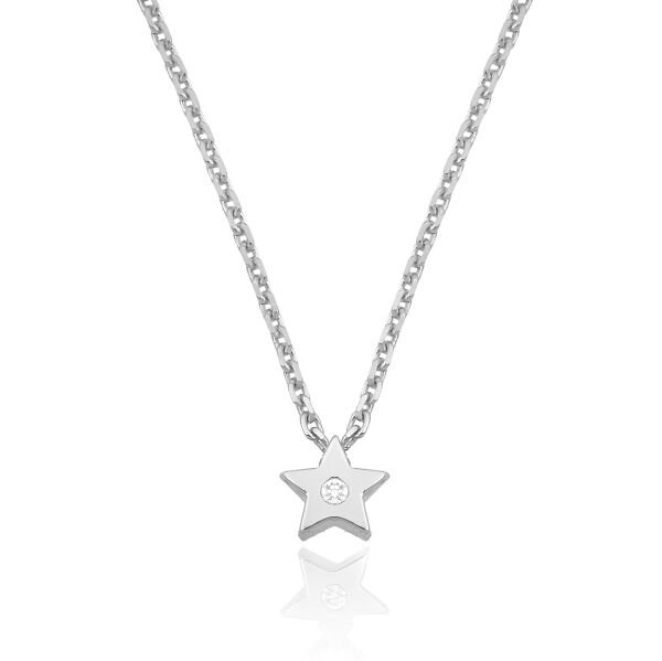 14K MINI STAR DIAMOND STONE NECKLACE