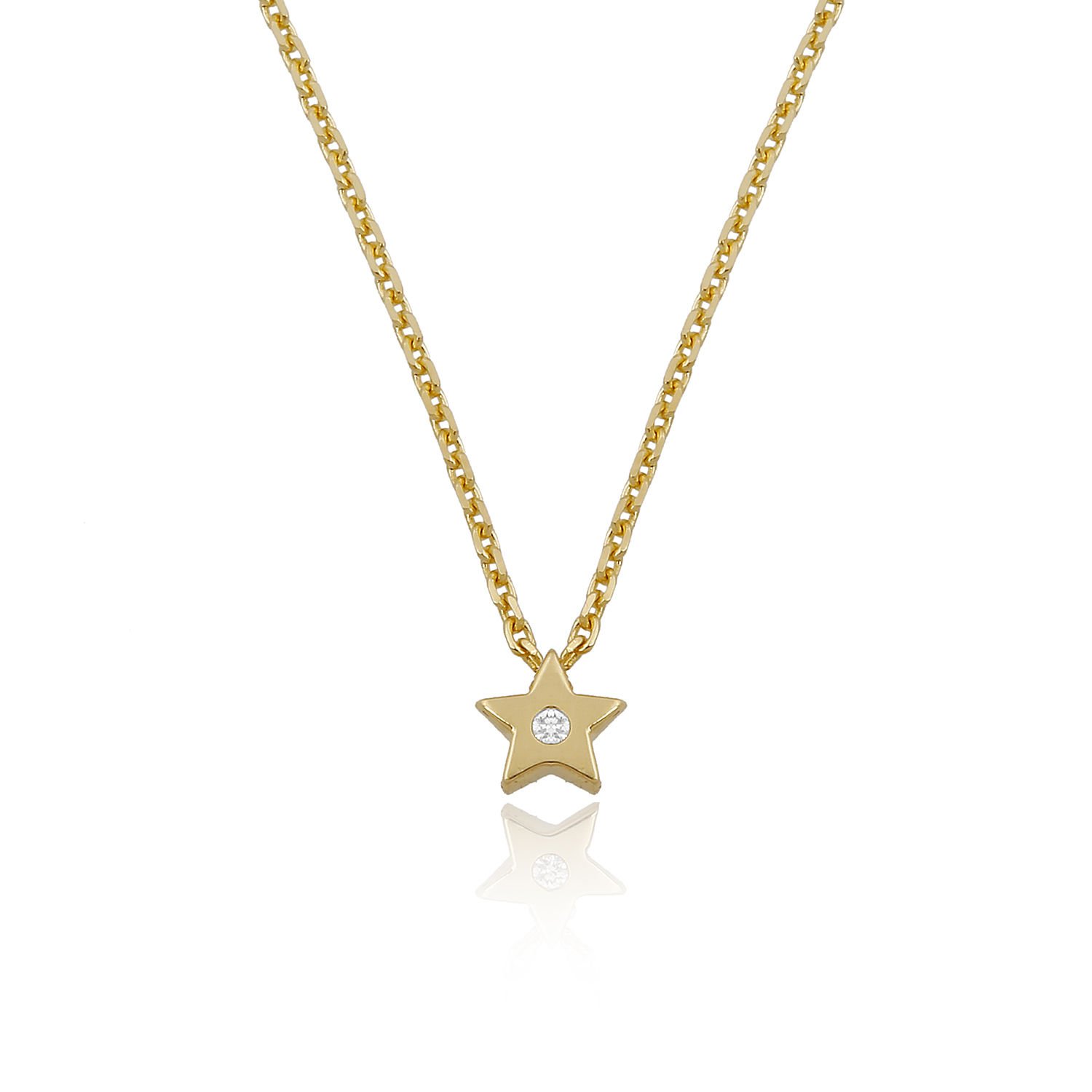 14K MINI STAR DIAMOND STONE NECKLACE