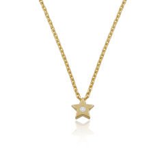 14K MINI STAR DIAMOND STONE NECKLACE