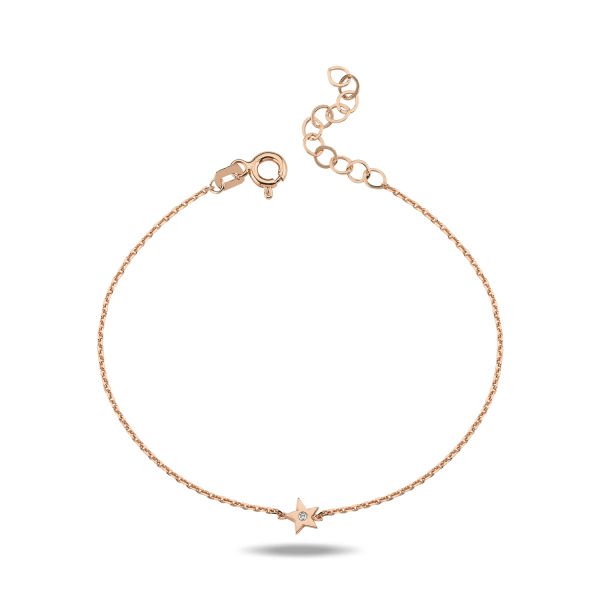 14K MINI STAR DIAMOND STONE NECKLACE