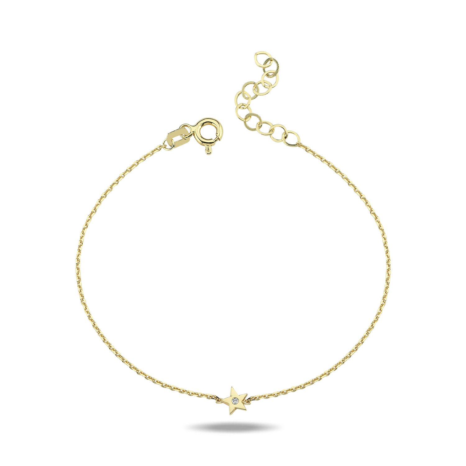 14K MINI STAR DIAMOND STONE NECKLACE