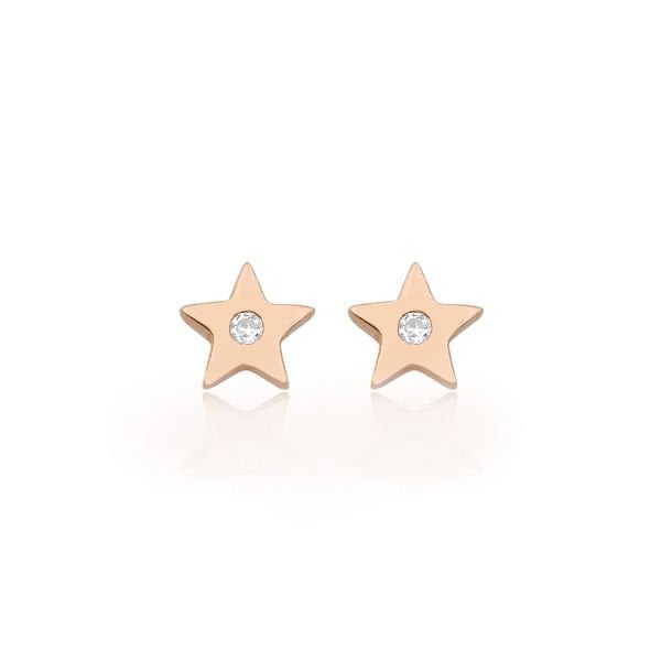 14K MINI STAR DIAMOND STONE STUD EARRINGS